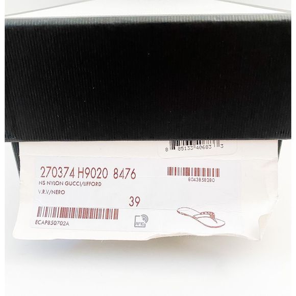 Gucci GG Web Stripe Flip Flop Sandal Black EU 39 US Women's 9 Flat Logo - Picture 12 of 13